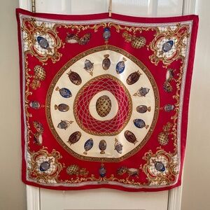ECHO Silk scarf, RARE Vintage, Metropolitan Museum of Art Faberge Eggs